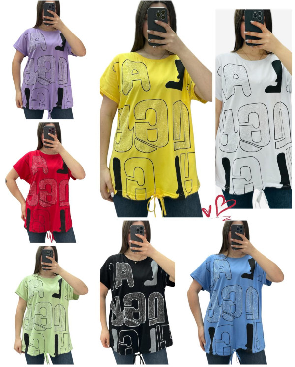 Футболка жіноча на завʼязці, м.25311 (р.  L, XL, 2XL), 7 кольорів, в упаковці 3 штуки №750927 - Smile RZ 4457