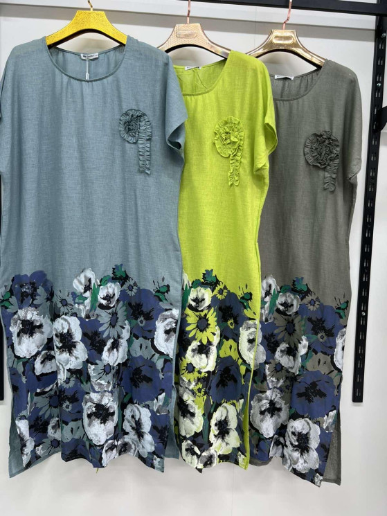 Сукня жіноча, льон, м.10831 (р: 3XL-6XL), 3 кольори, в упаковці 4 штуки №330157 - Chiny 2598