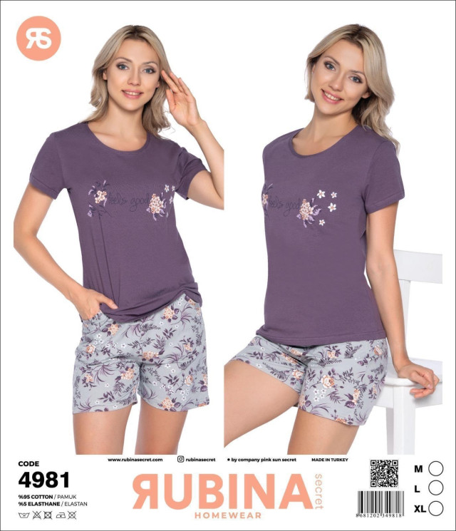 Піжама жіноча, котон, м.4981 (р. M, L, XL), в упаковці 3 штуки №330613 - Chiny 2598