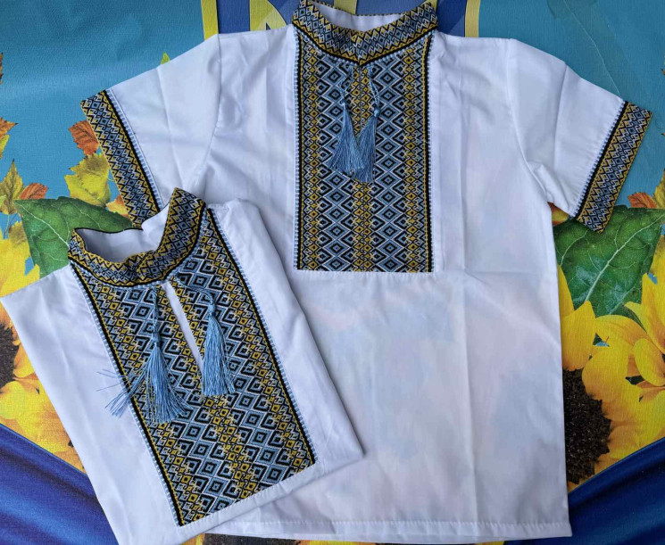 Вишиванка дитяча, паплін (розміри: зріст 98-122 ), в упаковці 5 штук №312019 - Delux 909