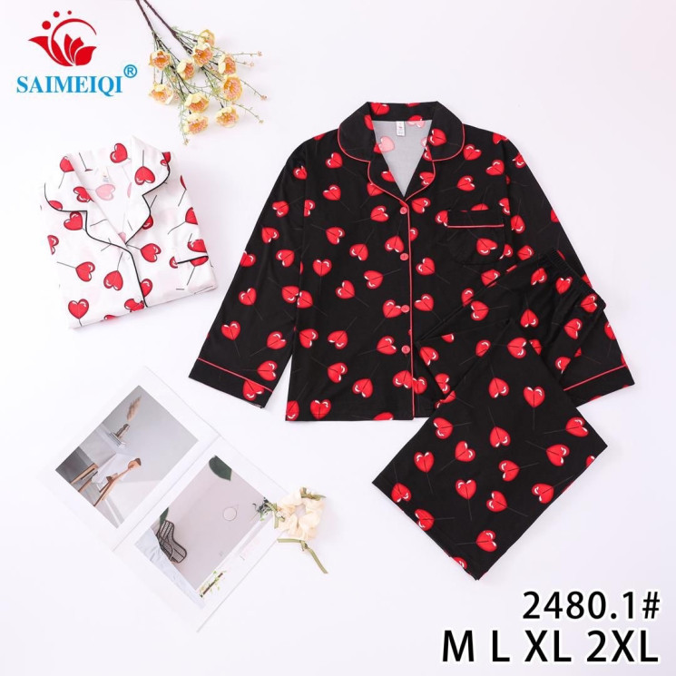 Піжама жіноча трикотаж м.2480.1 (Розмір: M-2XL)  2 кольора в упаковці 4 штуки №756526 - Ekaterina