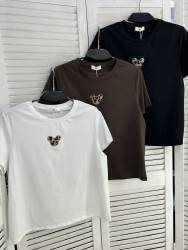 Футболка жіноча "2272" котон (р: one size) 3 кольори, в упаковці 5 шт. №385996