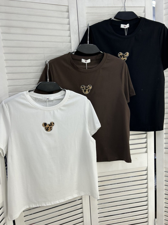 Футболка жіноча "2272" котон (р: one size) 3 кольори, в упаковці 5 шт. №385996 - Mercury SE927