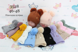 Шапка дитяча з відворотом, трикотаж, м.3528 (Р: 46-48 см), різні кольори, в упаковці 5 шт. №337052