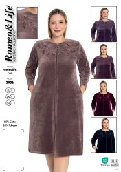 Халат жіночий "3906" велюр (р: XL,2XL,3XL) 5 кольорів, в упаковці 3 шт. №361150