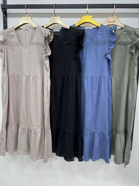 Сукня жіноча, льон, м.10759 (р: 3XL-6XL), 4 кольори, в упаковці 4 штуки №330158 - Chiny 2598