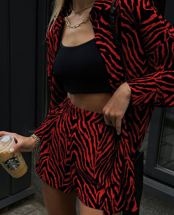 Костюм жіночий, софт принт, м. 047 (р: 42-44, 44-46, 48-50) №708146 - GrandFashion AV4663 м. 047