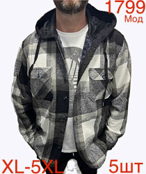 Сорочка чоловіча тепла вовна з капюшоном м.1799 (р: XL-5XL) 5 кольорів в упаковці 5 штук №758148