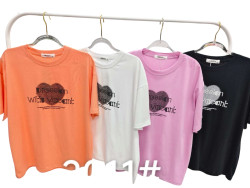 Футболка жіноча, котон (розмір: L-2XL ), мікс кольорів, в упаковці 6 штук №344631