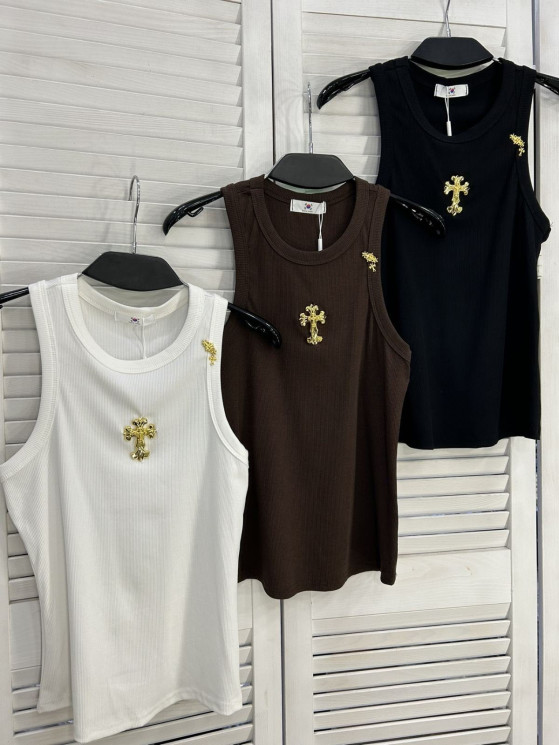 Майка жіноча "2205" рубчик (р: one size) 3 кольори, в упаковці 5 шт. №385976 - Mercury SE927