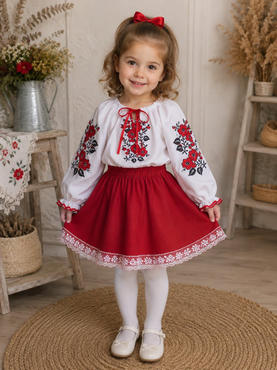 Костюм-вишиванка дитячий, комбінований (розміри: 2-6 років) в упаковці 5 штук №344773 - Delux 909