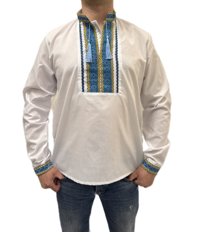 Вишиванка чоловіча, паплін (Розмір: 48-56 ), в упаковці 5 шт. №307968 - Delux 909