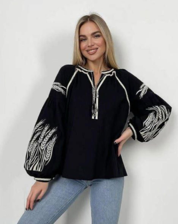 Вишиванка жіноча, льон (розміри: S,M,L ), в упаковці 3 штуки №328564 - Delux 909