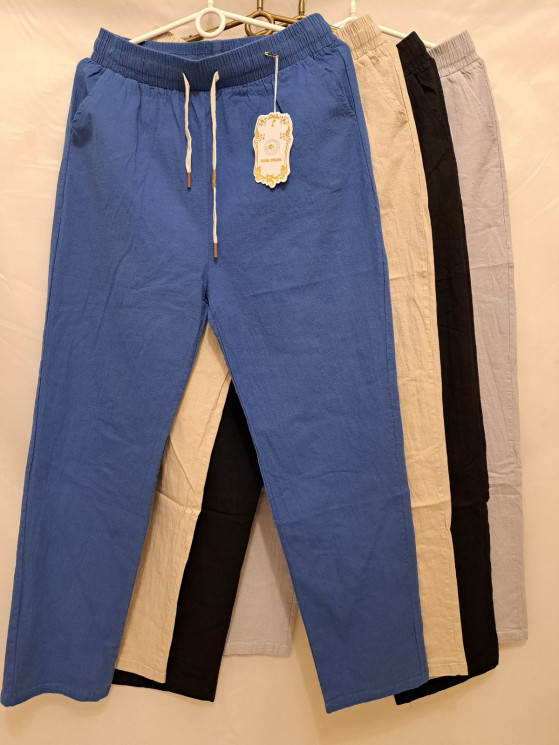 Штани жіночі, льон, котон, м.916 (Розмір: 3XL-8XL), мікс кольорів, в упаковці 6 штук №326920 - Hang SE641