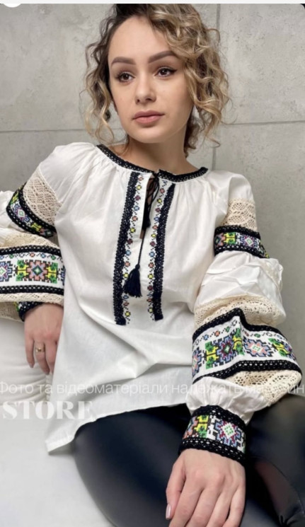 Вишиванка жіноча, льон (розміри: S,M,L ), в упаковці 3 штуки №324850 - Delux 909