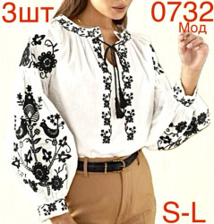 Вишиванка жіноча бавовна м.0732  (р: S-L)  в упаковці 3 штуки №756852