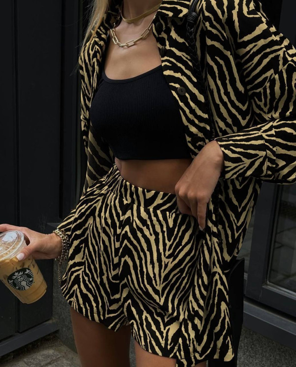 Костюм жіночий, софт принт, м. 047 (р: 42-44, 44-46, 48-50) №708147 - GrandFashion AV4663 м. 047