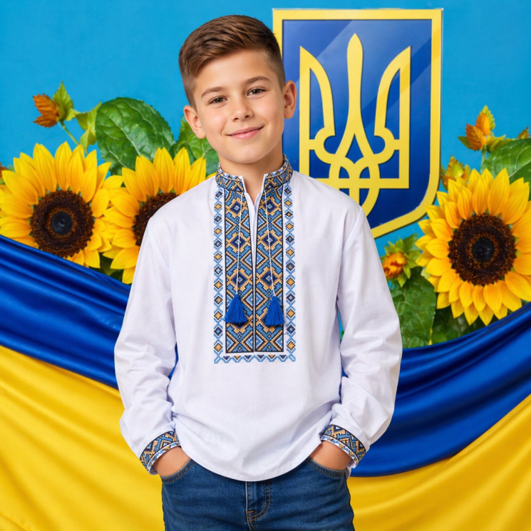 Вишиванка дитяча, паплін (розміри: 6-12 років), в упаковці 7 штук №343265 - Delux 909