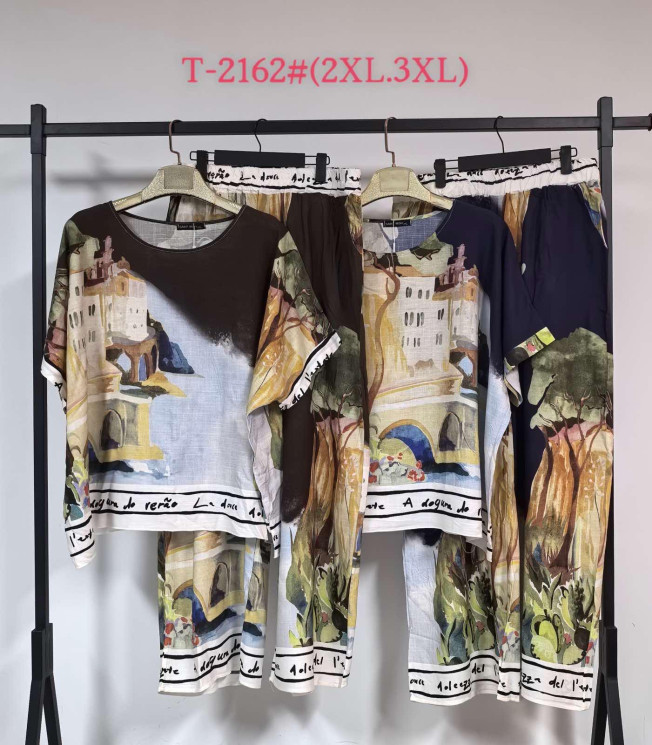 Костюм жіночий віскозний шовк м.Т-2162 (Розмір:2XL-3XL) в упаковці 5 штук №762761 - Saint Zel3317