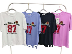 Футболка жіноча, котон (розмір: L-2XL ), мікс кольорів, в упаковці 6 штук №344632
