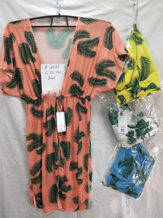 Пляжна туніка жіноча "A-2035" (р: L,XL,2XL) 4 кольори, в упаковці 9 шт. №367506 - Supermen ZL1412