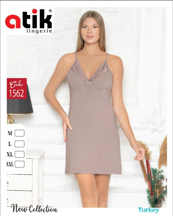 Нічна сорочка жіноча, бамбук, ажур, м.1562 (розмір: M-2XL ​), в упаковці 4 штуки №341899 - Karahan HR1930