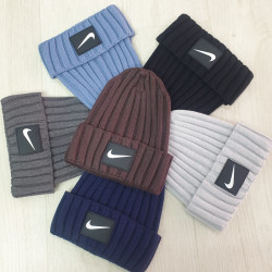 Шапка чоловіча "Nike" віскоза (р: 56-62) мікс кольорів, в упаковці 5 шт. №390182