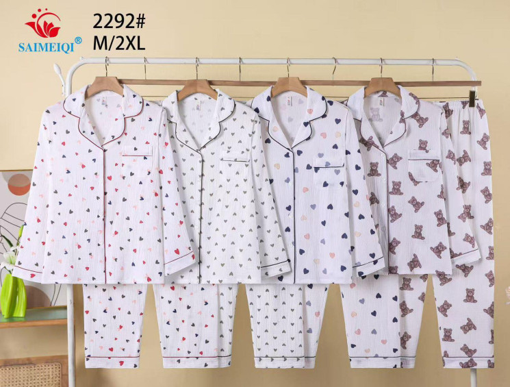 Піжама жіноча муслін м.2292 (Розмір:M-2XL) в упаковці 4 штуки №764382 - Ekaterina