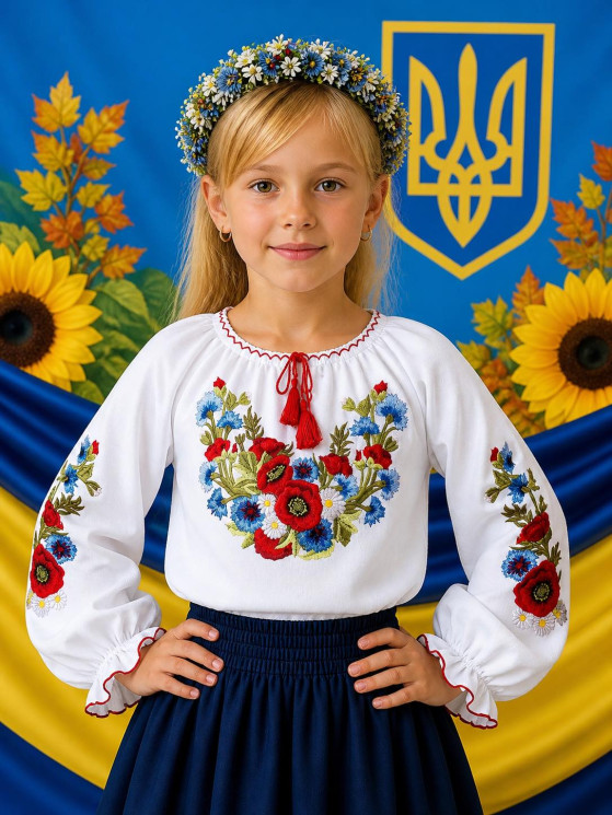 Вишиванка дитяча, паплін (розміри: зріст 122-146), в упаковці 5 штук №329797 - Delux 909
