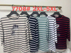 Футболка жіноча, трикотаж, м.7708 (р. 2XL-5XL ), мікс кольорів, в упаковці 8 штук №324440
