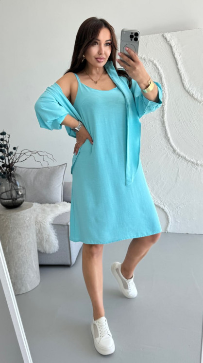 Костюм жіночий (сорочка + сарафан), американський креп - жатка м. 9079 (р: 42-44, 46-48, 50-52) №823948 - 