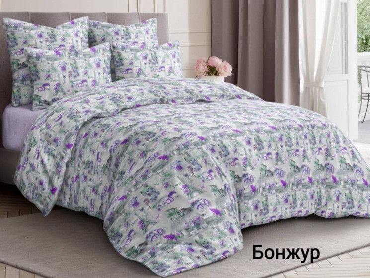 Комплект постільної білизни, бязь, м. Бонжур (розмір: полуторний) №347344 - Palma RZ3641