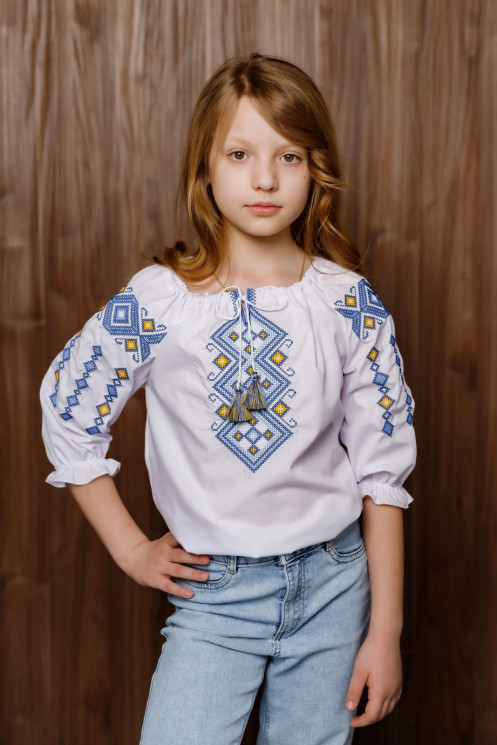 Вишиванка дитяча, паплін (розміри: 116-152), в упаковці 7 штук №332637 - Delux 909