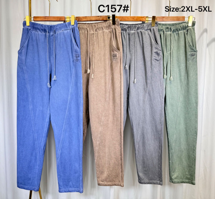 Штани жіночі, льон, м.С157 (р. 2XL-5XL ), 4 кольори, в упаковці 4 штуки №331746 - 