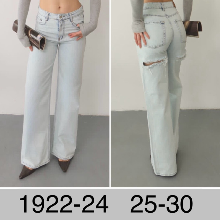 Джинси жіночі слоучі рвані  м.1922-24 (р:25-30) в упаковці 6 штук №762916 - UNO2Uva SER1864