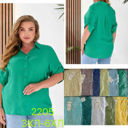 Блузка жіноча  льон м.2205  (Розмір: 3XL-6XL)  11 кольорів в упаковці 4 штуки №755025
