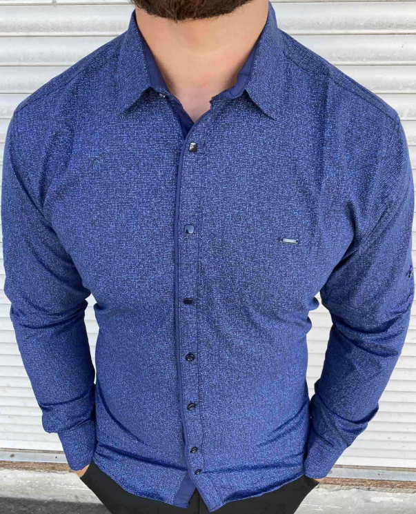 Сорочка No Brand р M-3XL Чоловіча S2947 blue - NikNumbers SE1041-1042