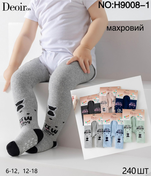 Колготи дитячі, котон, махра м.H9008-1 (Розмір: 6-12, 12-18 ) мікс кольорів, в упаковці 12 штук №337360 - VanKiey 434