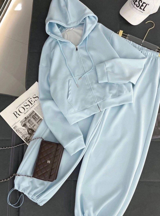 Костюм жіночий на блискавці, двонитка м. 776 (р. S-М, L-XL) блакитний №413494 - 