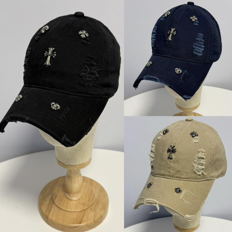 Кепка чоловіча "Chrome hearts" котон (р: 56-59) мікс кольорів, в упаковці 5 шт. №388065 - Koroleva 470