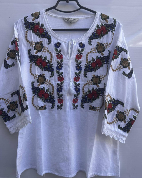 Вишиванка жіноча з коттону (Розмір: S-3XL) білого кол, в уп. 6 шт №301323 - UA SE 1005