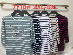 Футболка жіноча, трикотаж, м.7710 (р. 2XL-5XL ), мікс кольорів, в упаковці 8 штук №324442