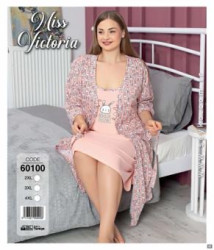 Комплект жіночий халат і нічна сорочка "60100" трикотаж (р: 2XL,3XL,4XL) в упаковці 3 шт. №363218