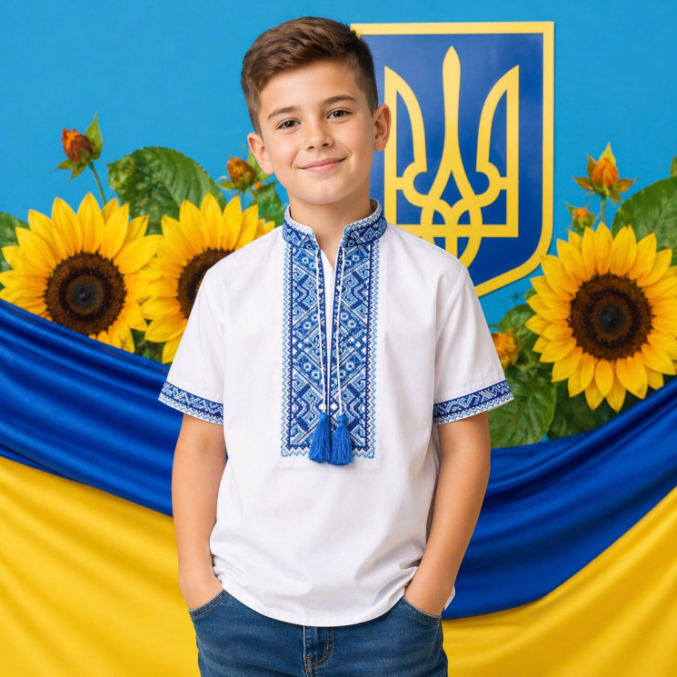 Вишиванка дитяча, паплін (розміри: 6-12 років), в упаковці 7 штук №343266 - Delux 909