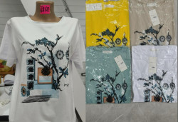 Футболка жіноча "6802" трикотаж (р: S-2XL) 4 кольори, в упаковці 5 шт. №365914