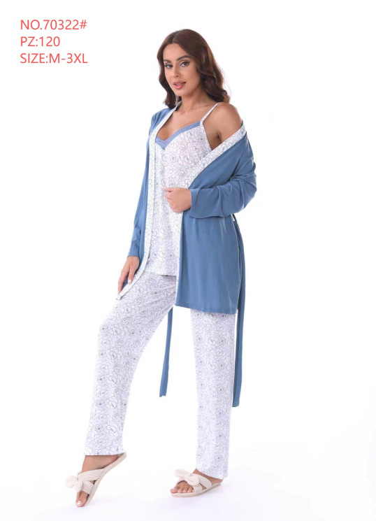 Піжама трійка жіноча, трикотаж, м.70322 (р. M-3XL), в упаковці 5 шт. №336423 - Focus zel 1396