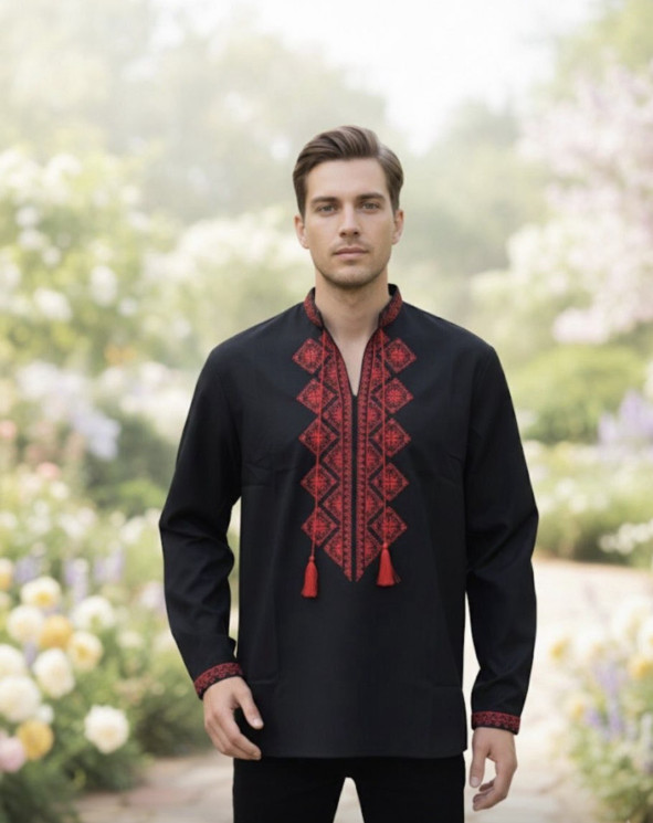 Вишиванка чоловіча, льон (Розмір: S-XL), в упаковці 4 штуки №342025 - Delux 909