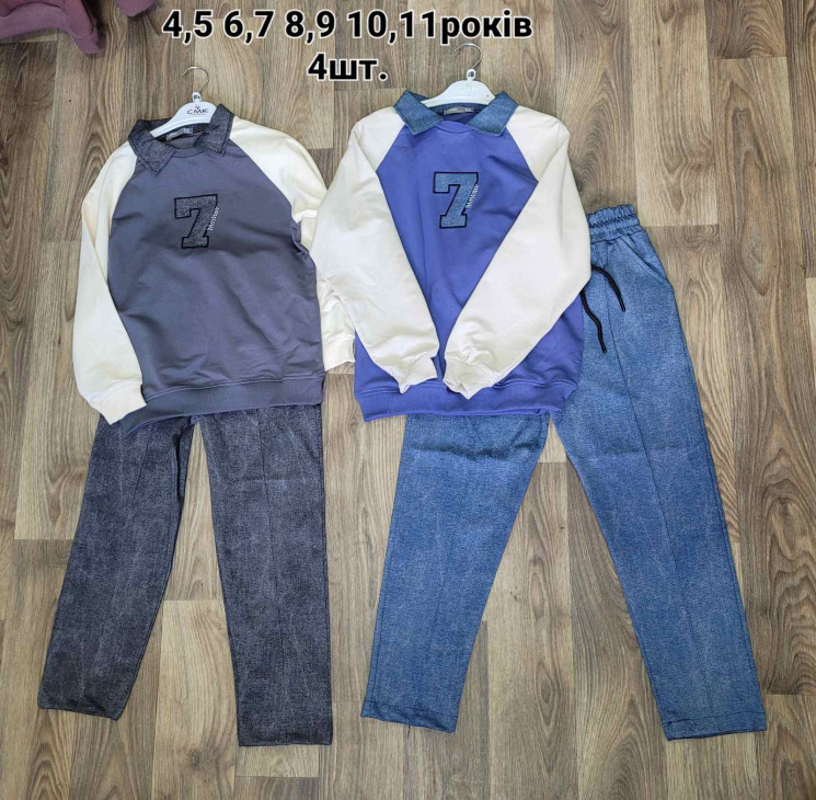 Костюм дитячий, коттон, джинс (р: 4-5,6-7,8-9,10-11 років) 2 кольори, в упаковці 4 шт. №364758 - iBamBino SE785