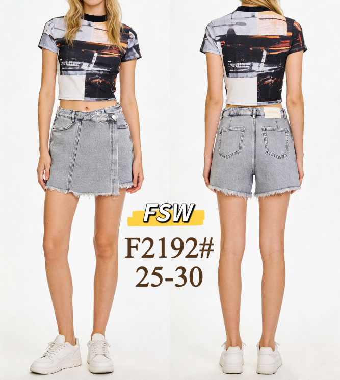 Джинсові шорти спідниця жіночі м.2192 (р:25-30) в упаковці 6 штук №762054 - DashaDzins 3360