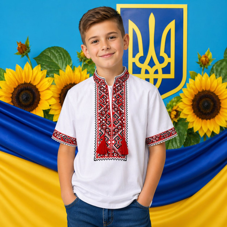 Вишиванка дитяча, паплін (розміри: 6-12 років), в упаковці 7 штук №343267 - Delux 909